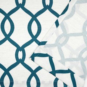 Teal/White Trellis Geometric Curtain (set of 2)